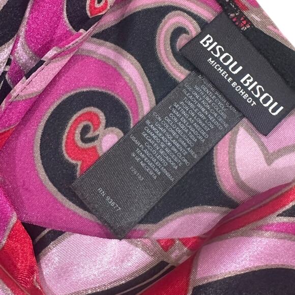 Y2k Bisou Bisou Satin Paisley Wrap Blouse - Picture 4 of 5